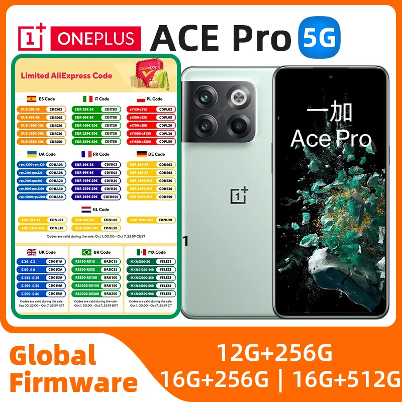 OnePlus Ace Pro 5G 10T 10 T Global Rom SUPERVOOC Charge 4800mAh 6.7 AMOLED 50MP Camera used phone