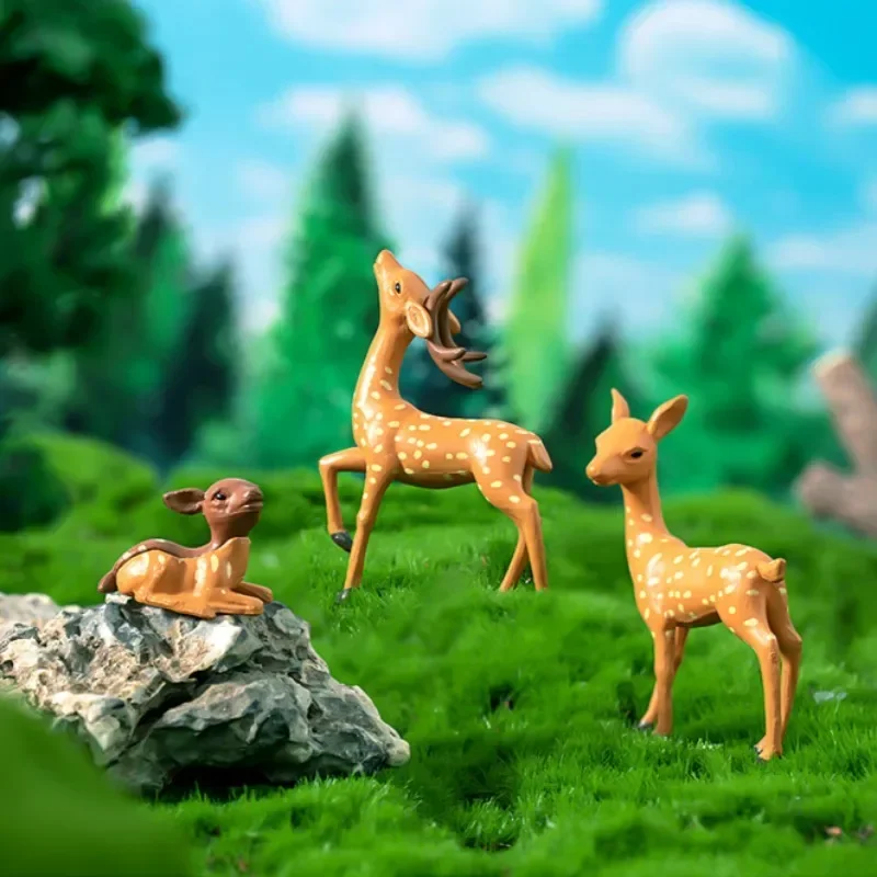 

New Mini Deer Miniature Statue Deer Ornaments Artificial Cute Sika Deer Figurines Plastic Crafts Micro Landscape Ornaments
