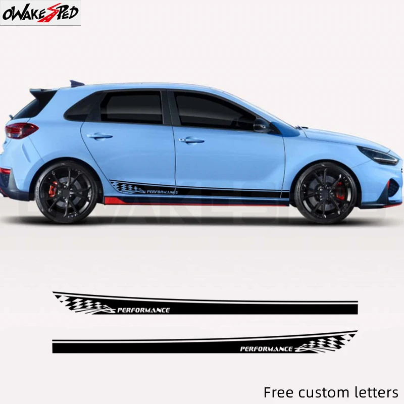2 шт. для Hyundai i30 i30n: наклейка на боковую дверь автомобиля, светоотражающая, спортивная, с графическим рисунком клетчатого флага, аксессуар.