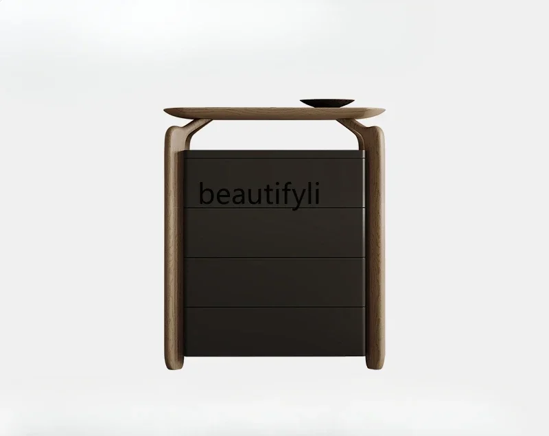

Designer hollow four chest cabinet minimalist large capacity creative storage solid wood living room paint small apartme