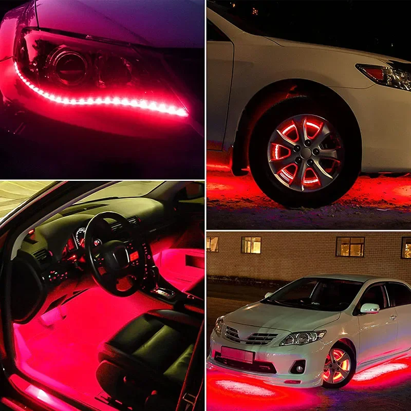 Tira de luces LED decorativa ambiental para coche, luces de ambiente flexibles con estilo DRL, 12V, 15 SMD, 30CM, blanco, rojo, amarillo, azul, 1