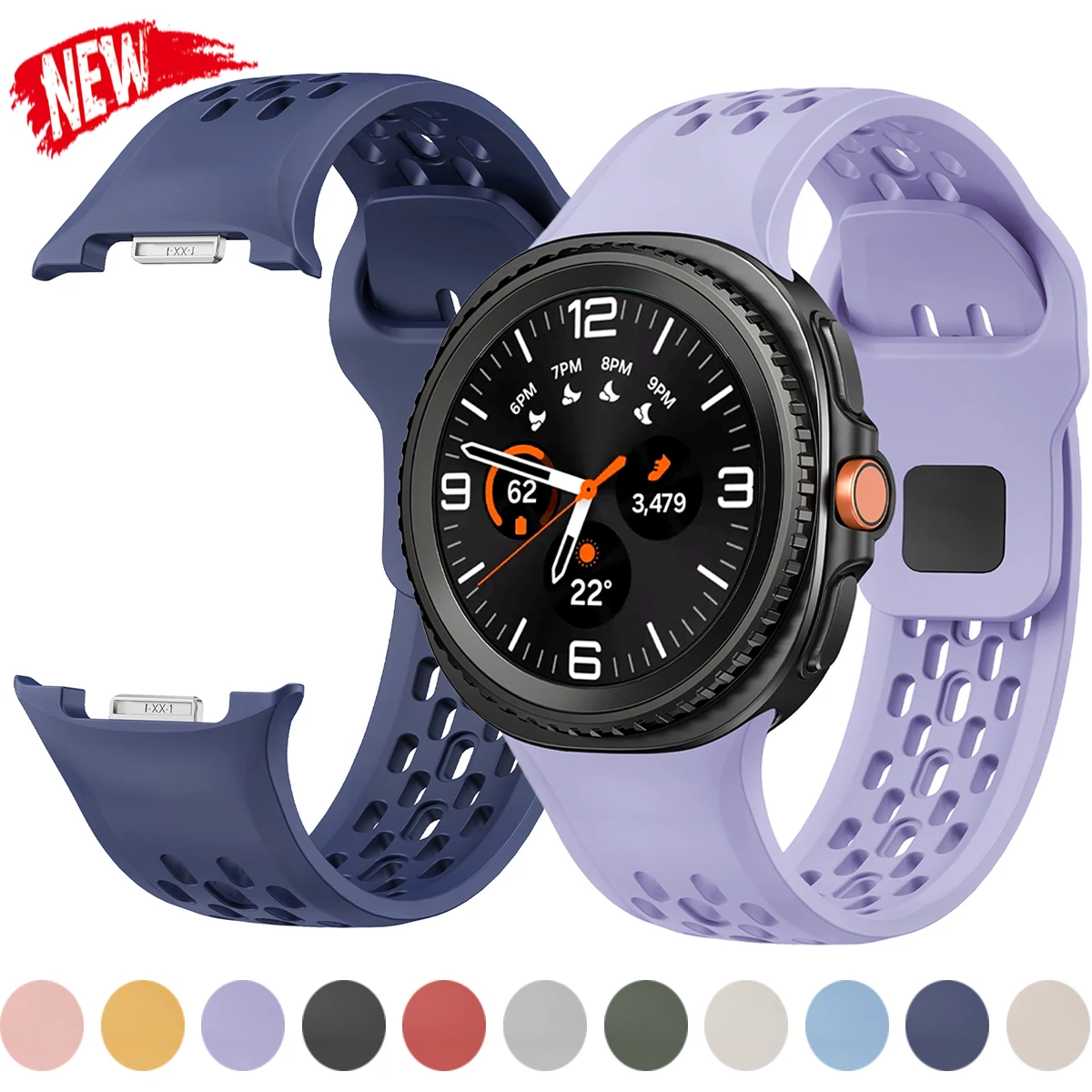 Silikon-Sportuhrenarmband für Samsung Galaxy 8, Silikonarmband, Sportarmband für Galaxy 8 Classic 46 mm, Uhr 8 40 mm 44 mm