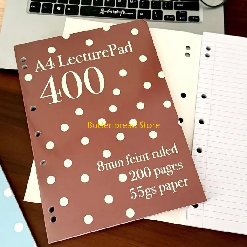W89C Structured Lined Notebook Colorful Dot Lined Hardcover Smooth Paper Notebook for Neat Note Takers