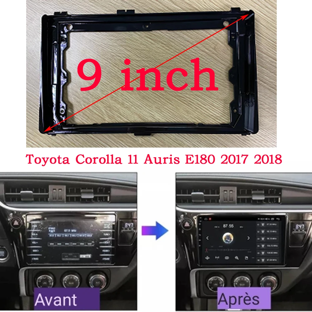 RSNAVI 2 DIN 9 Inch Car Fascia Frame For Toyota Corolla 11 Auris E180 2017 2018 Kit Panel Mounting Fitting Radio Dashboard Auto