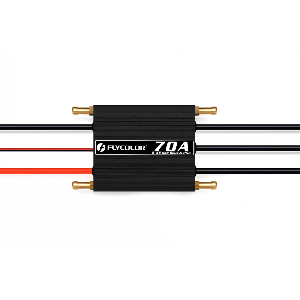 

Flycolor FlyMonster 70A Водонепроницаемый бесщеточный ESC 2-6S Lipo Электрический регулятор скорости BEC Система водяного охлаждения RC Лодки Пластик