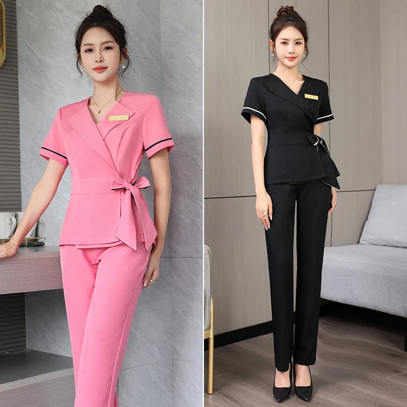 Beautician Uniforms Fashion Skin Management Ear Pickers Massage Work Clothes For Women On Hotel Foot Bath Technician S-3Xl