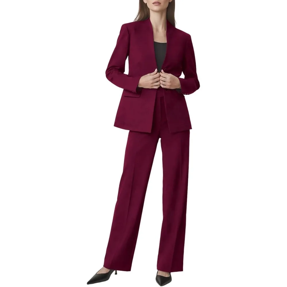 

Women's 2 Piece Suits Business Casual Outfits Straight Wide Leg Pants Suits Professional Office Work Outfits