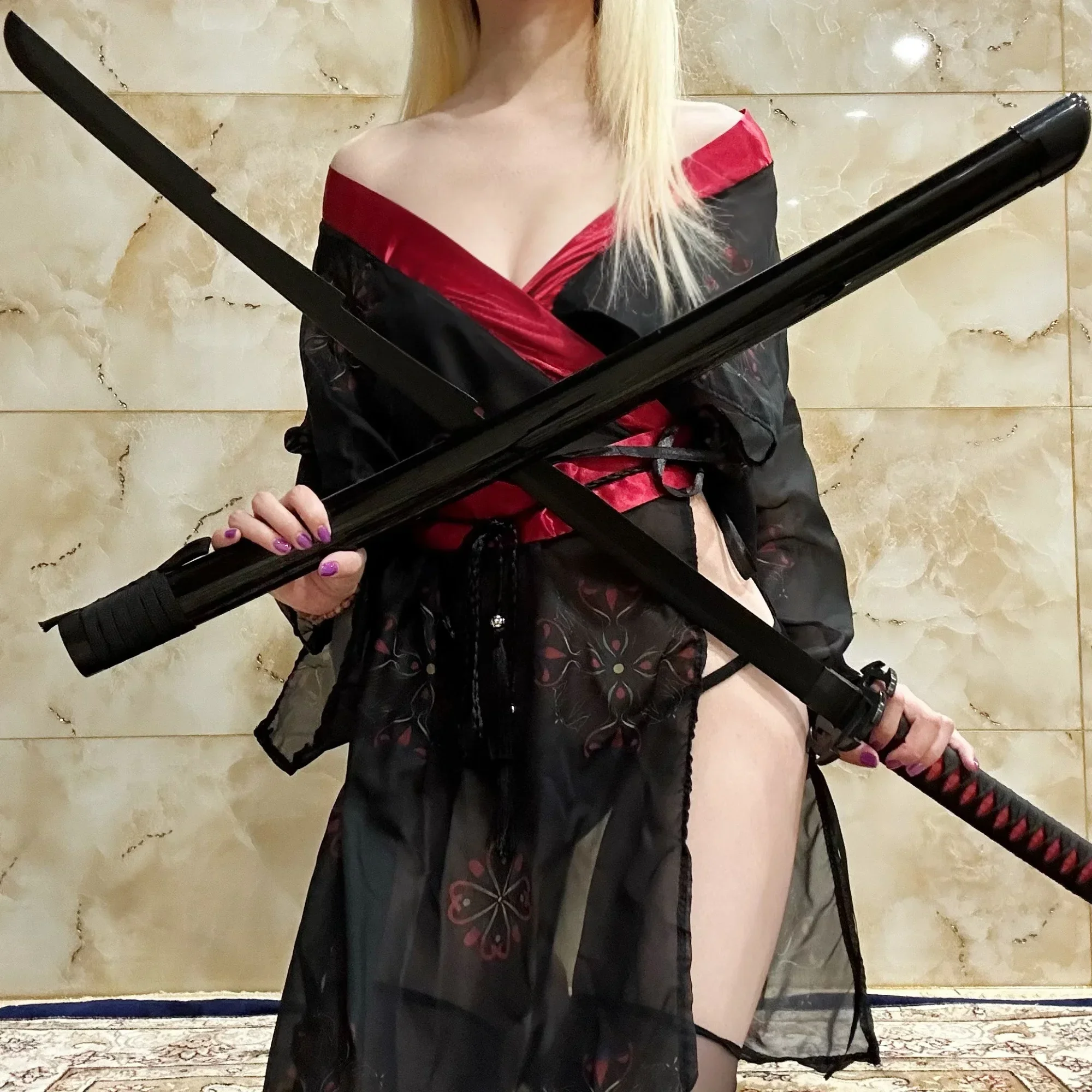 39.3inch Bleach Kurosaki Ichigo Wooden Katana Sword Katana Sabre Original Samurai Sabre Ninja Knife Cosplay Accessories Prop Toy