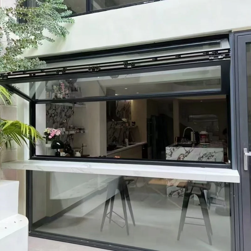 Custom. Internet Celebrity Folding Window Custom Bar Balcony Milk Tea Kitchen Integrated Simple Self-Installation Aluminum Alloy