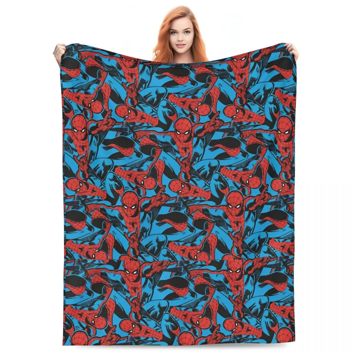 Retro Spider Man Web Shooting Blanket Soft Warm Plush Throw Blanket For Kids Adult Couch Bed Flannel Bedspread Bed Cover