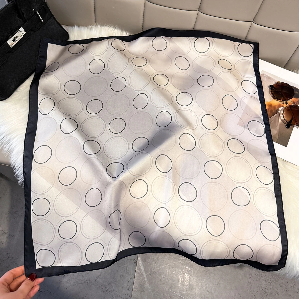 2026 Ne Circle Square Scarf For Women Soft Stain Imitation Silk Bandana For Travel Elegant Hijab Neckerchief Fashion Shawl Wraps