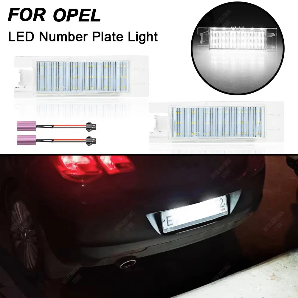 2pcs Car LED License Plate Lights For Opel Adam Corsa C D E Astra H J K Insignia Zafira B Meriva A B Number Plate Lamp