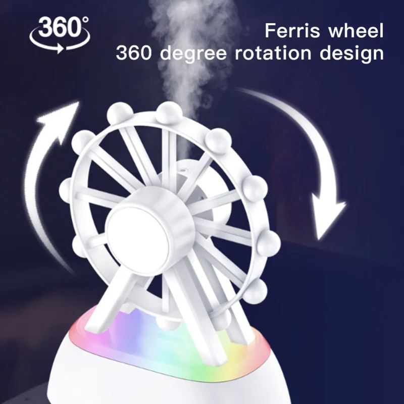 300ml Air Humidifier with Bluetooth Speaker Rotating Ferris Wheel Essential Oil Diffuser with Night Light For Home Bedroom