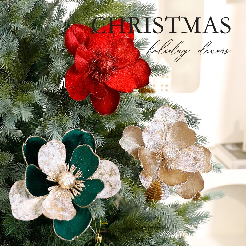 

2025 Christmas Flower Simulation Flower Pattern Festival Atmosphere Decoration Eternal Flower Ornament Christmas Tree Decoration