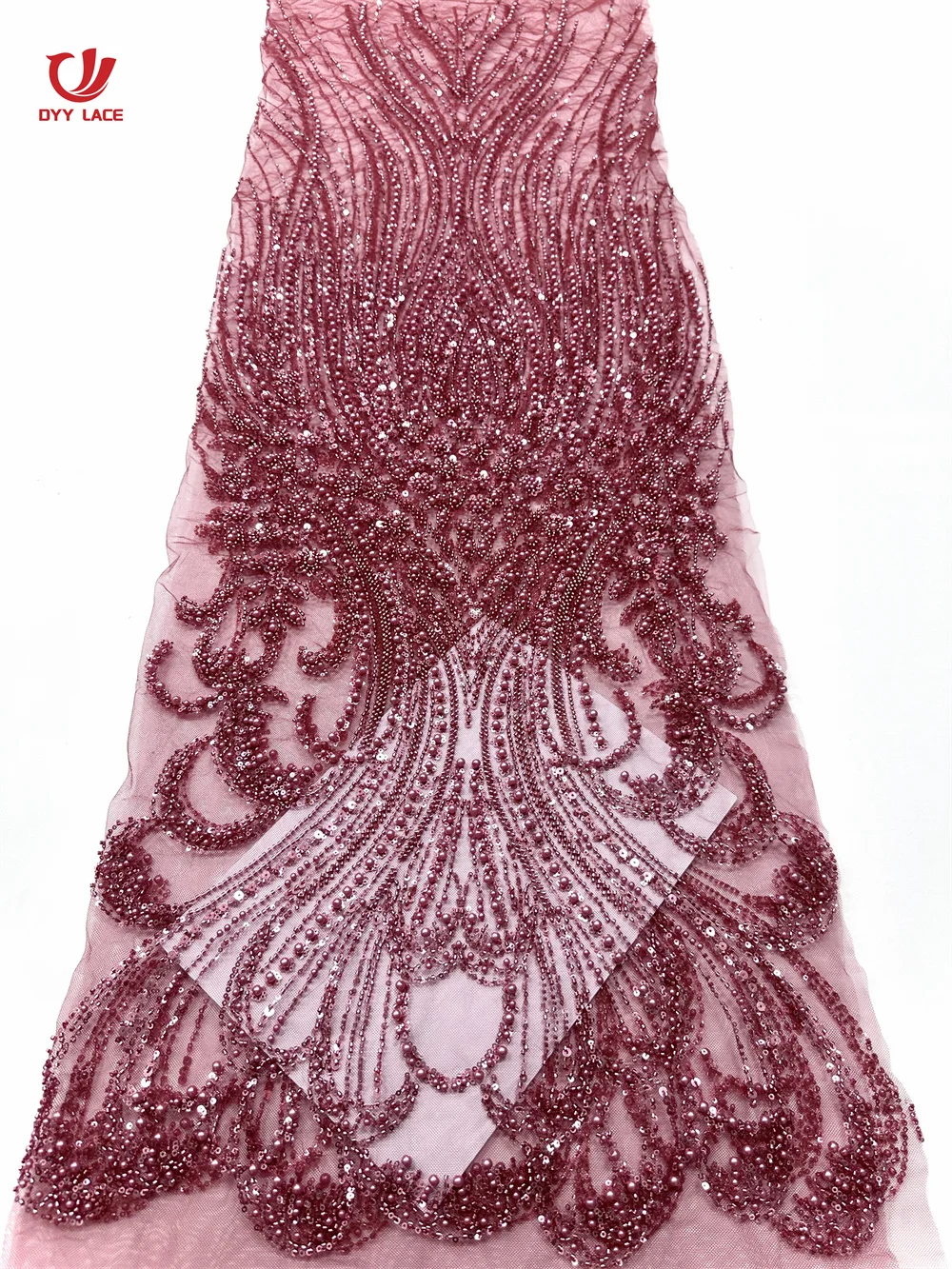 

African Beaded Lace Fabric 2025 High-Quality Mesh Embroidered French Sequins for Women's Evening Dresses Sewing