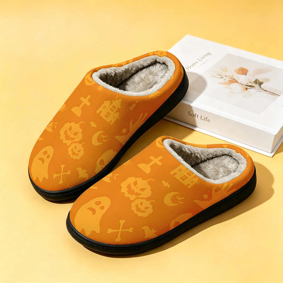 Men Shoes For Winter - Orange Haunted Hand Cat Women's Winter
