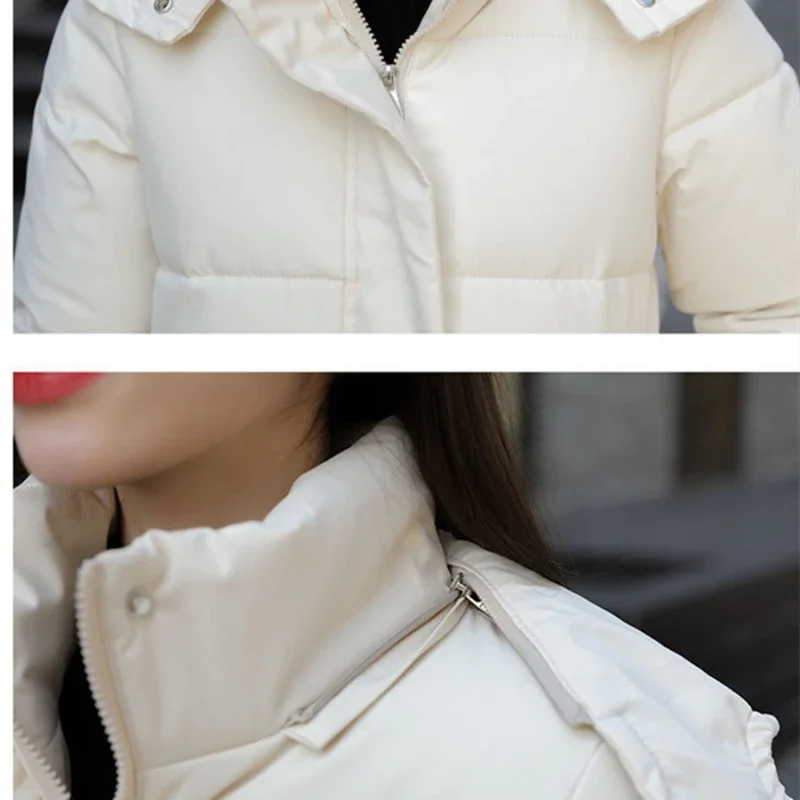 New Loose Cotton Padded Chaqueta Winter Hooded Long Parkas Women Down Cotton Snow Wear Overcoat Thicken Warm Side Split Jackets