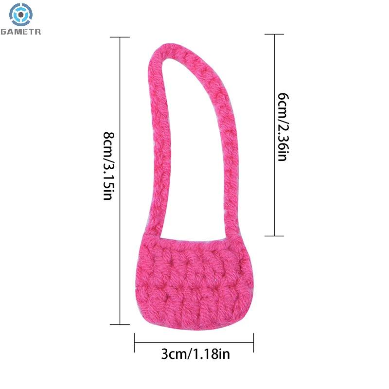 1/12 Doll Plush Knitted Shoulder Bag Crossbody Bag Doll Mini Dress Up Accessories Dollhouse Decor Kid Pretend Play Toys