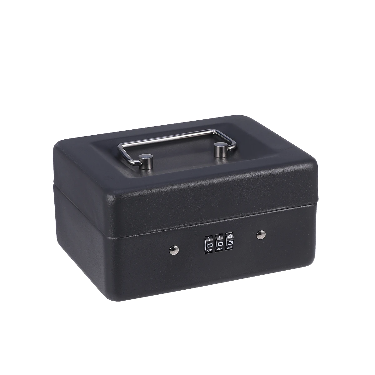 Heavy Duty Password Checkout Box Size S Black Upgraded Code Design Safety Cash Box for Money Valuables Secure Carry Handle Metal