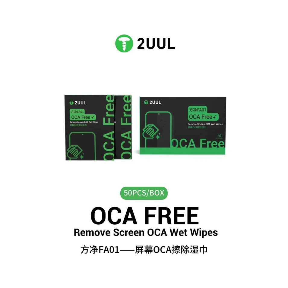 

2UUL FA01 Remove Screen OCA Wet Wipes (50 Pcs/Box) - Professional Screen Adhesive Cleaner