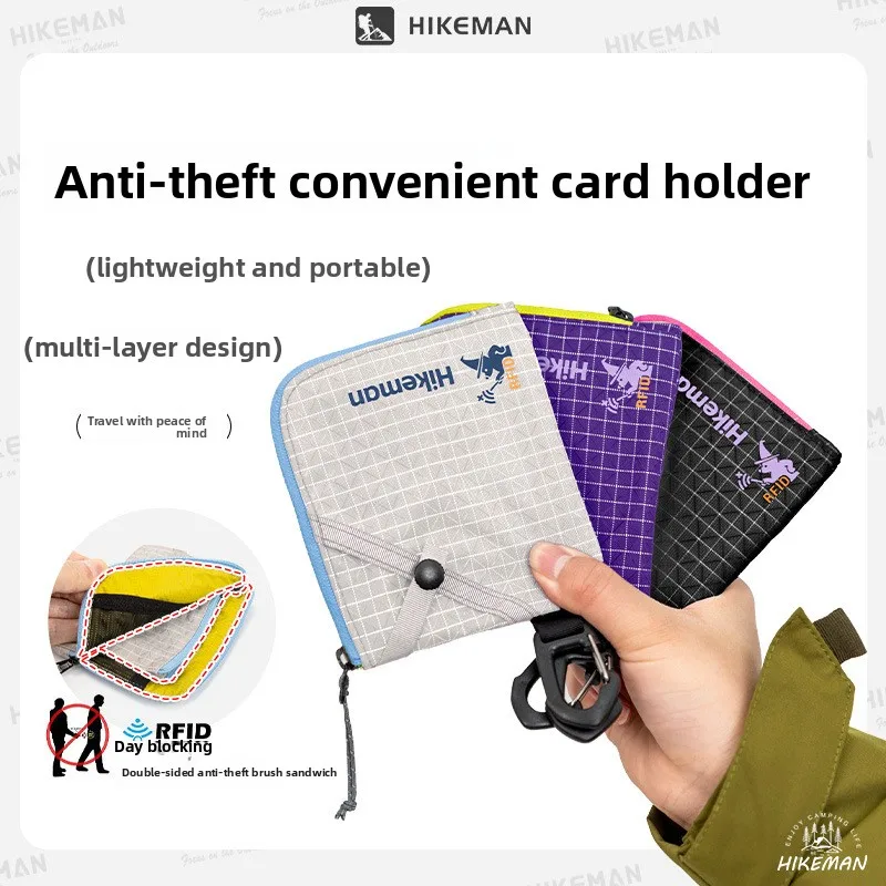

Держатель для карт и сумка для документов HIKEMAN, защита от кражи при путешествиях за границу, интегрированная двухслойная сумка для хранения ID-карт и монет.