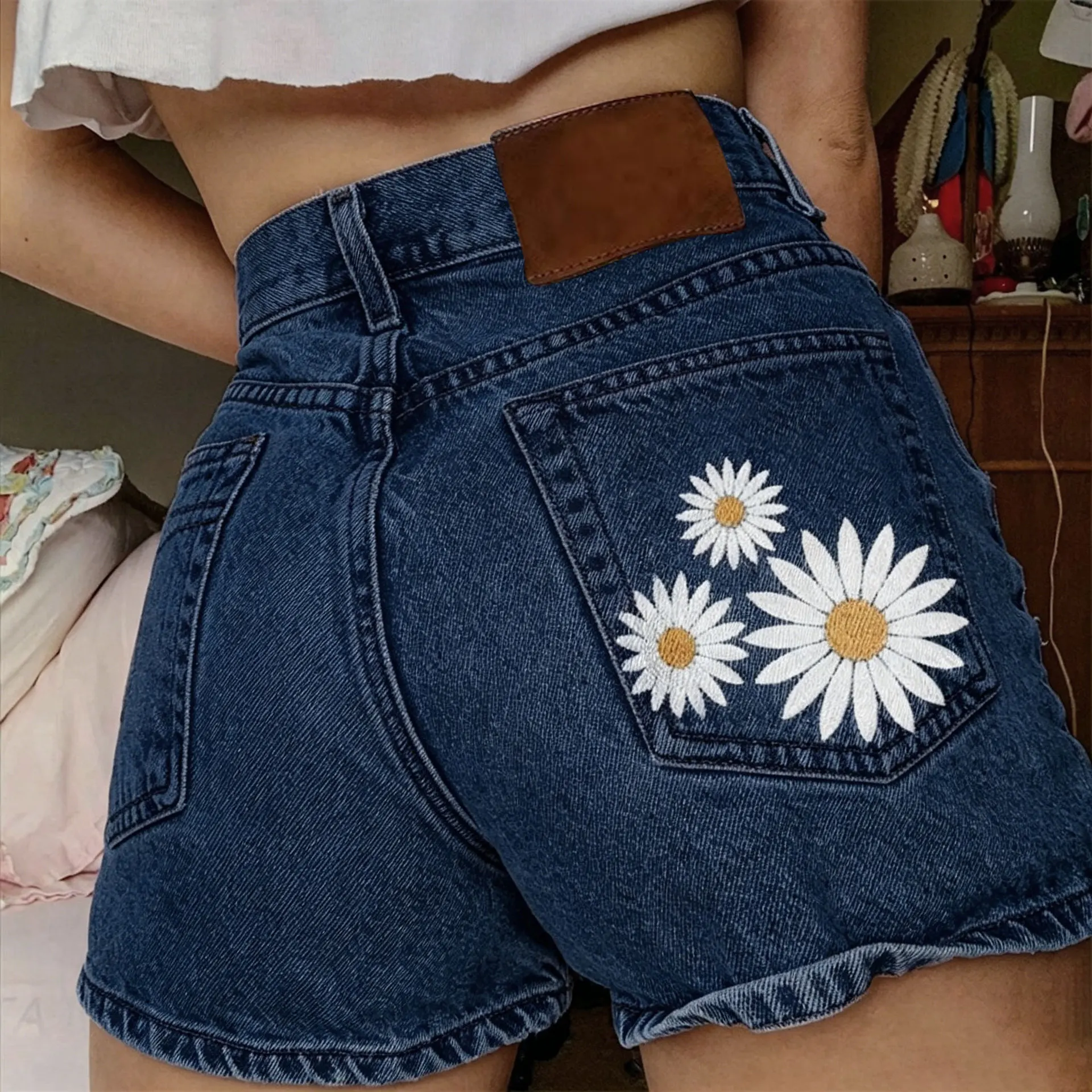 Shorts en jean vintage brodés - Denim Shorts Women avis et prix