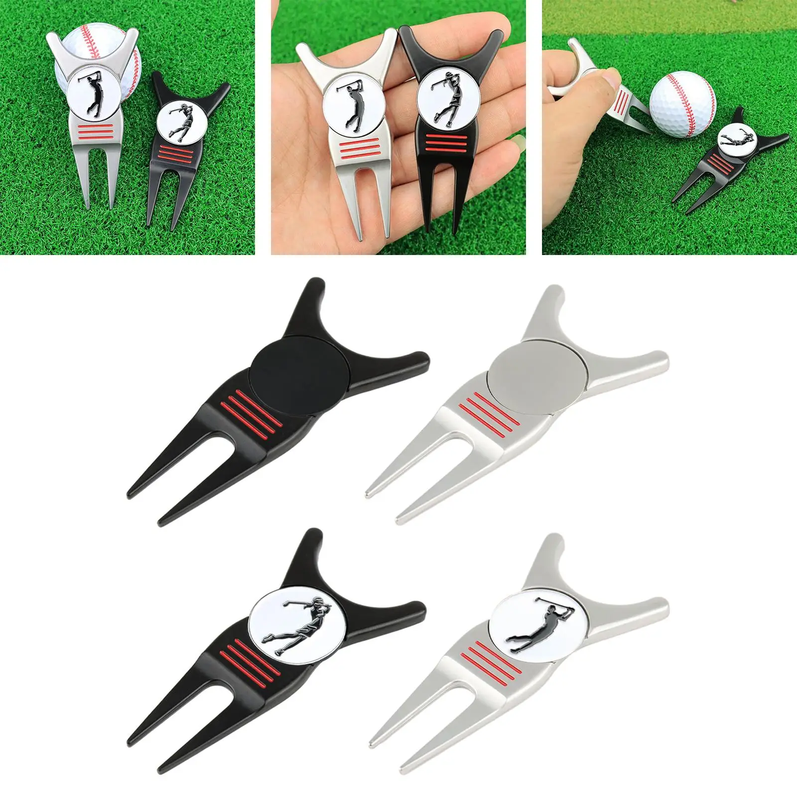 Lightweight Golf Divot Repair Tool Golf Club Holder Groove Cleaner Lawn Repair Prong for Training