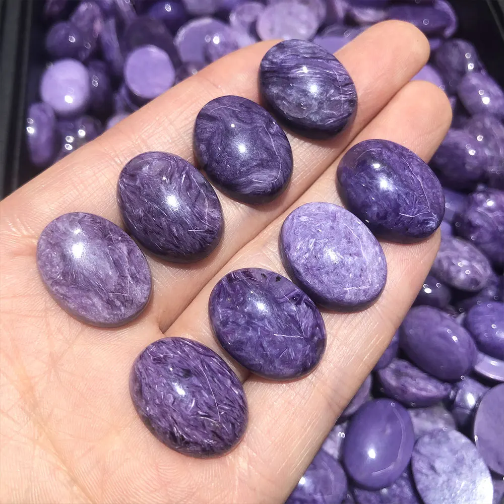 

Natural Charoite Oval Cabochon Crystal Stone Quartz Crystals Healing Gemstone DIY Jewelry Making For Ring Home Room Decoration