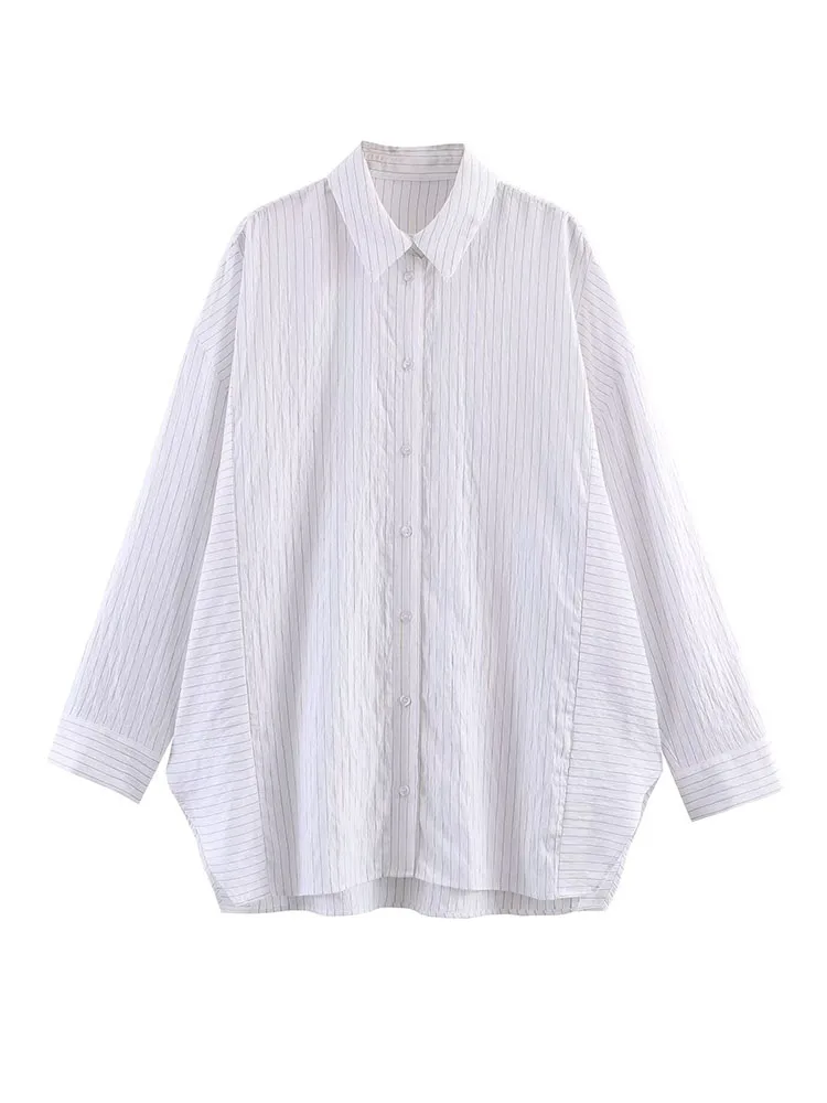 

Женская рубашка HH 2026: Новая модная универсальная свободная рубашка с отложным воротником и полосками, повседневная, в уличном стиле, на одной пуговице, с длинным рукавом