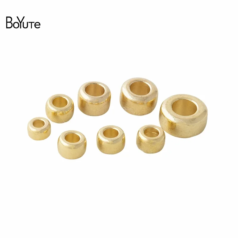 BoYuTe (100 Pieces/Lot) 4-5-6-7-8-10MM Metal Brass Spacer Beads for Jewelry Making Diy Handmade Jewelry Accessories Loose Beads