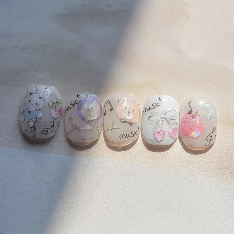 Colorful Shell Light Manicure Stickers Popular Children's Manicure Nail Stickers Little Monster Eye Catching Cute Pink Graffiti