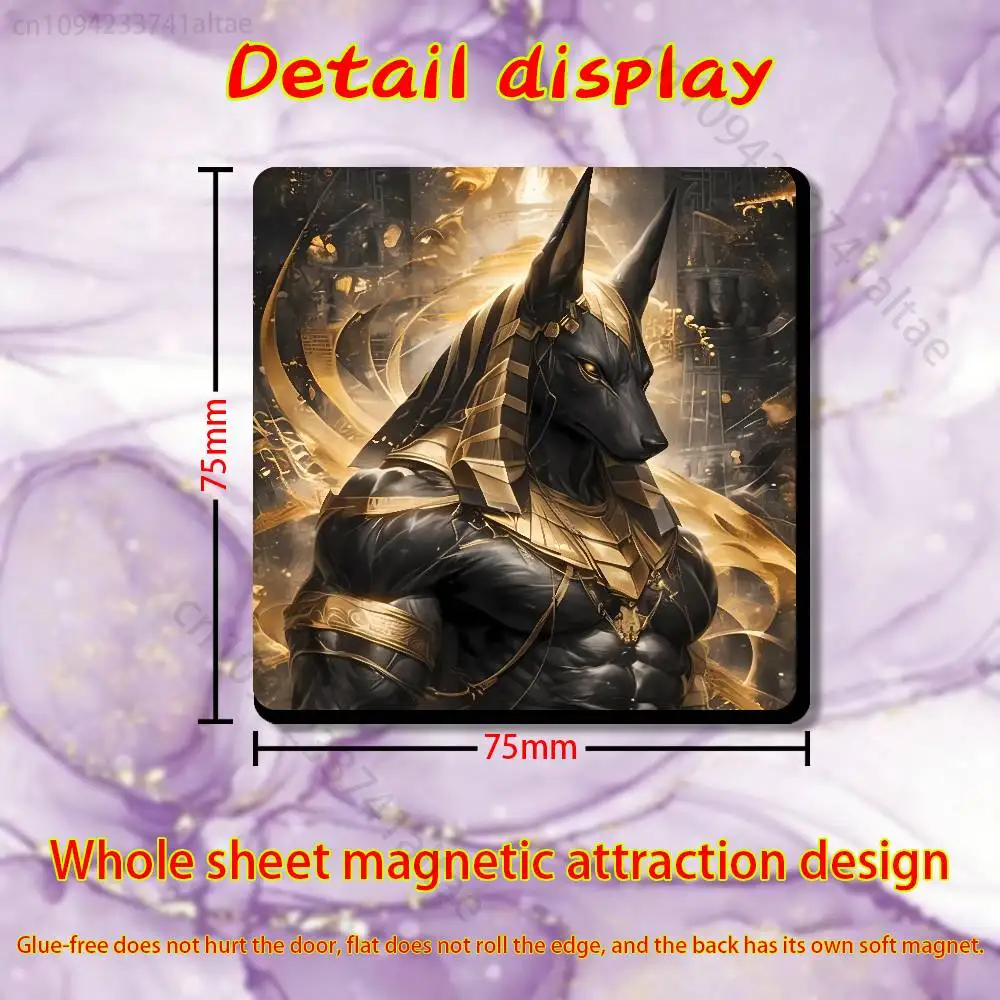 Ancient Egyptian God Anubis Fridge Magnet Square Stickers Personalize Home Decor Souvenirs Gift