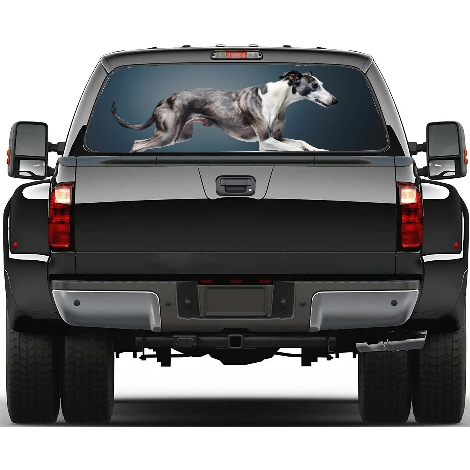 Greyhound Dog Animal Rear Window Decal Fit Pickup,Truck,Car Universal See Through Perforated Back Windows Vinyl Sticker