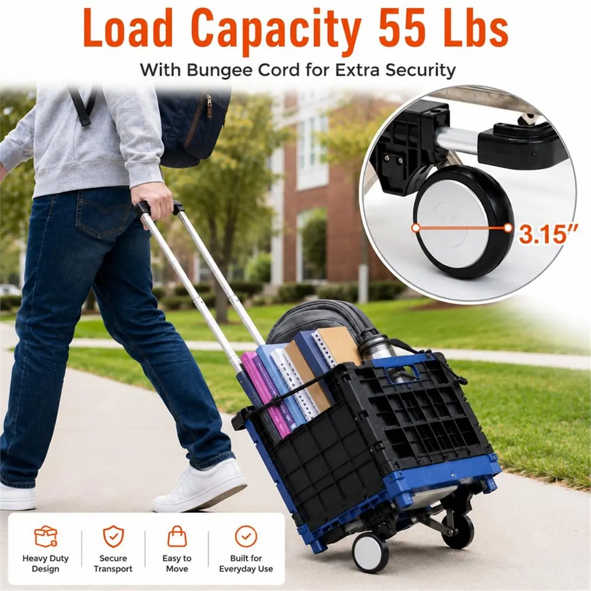 Compact Folding Trolley - Ideal for Home Shopping, Travel & Luggage Handling