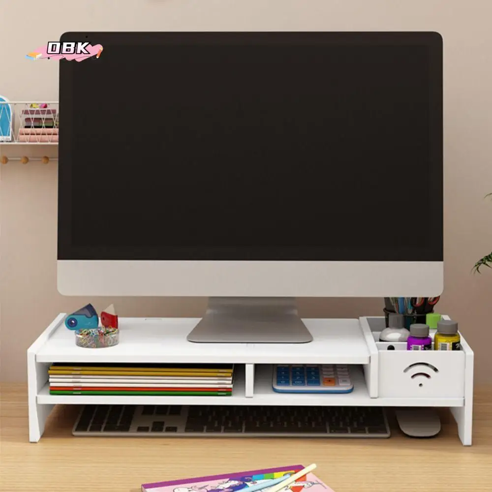 

Desktop Computer Monitor Stand Modern Design Multi Compartment Laptop Heightening Holder for Home School Office Desktop Shelf