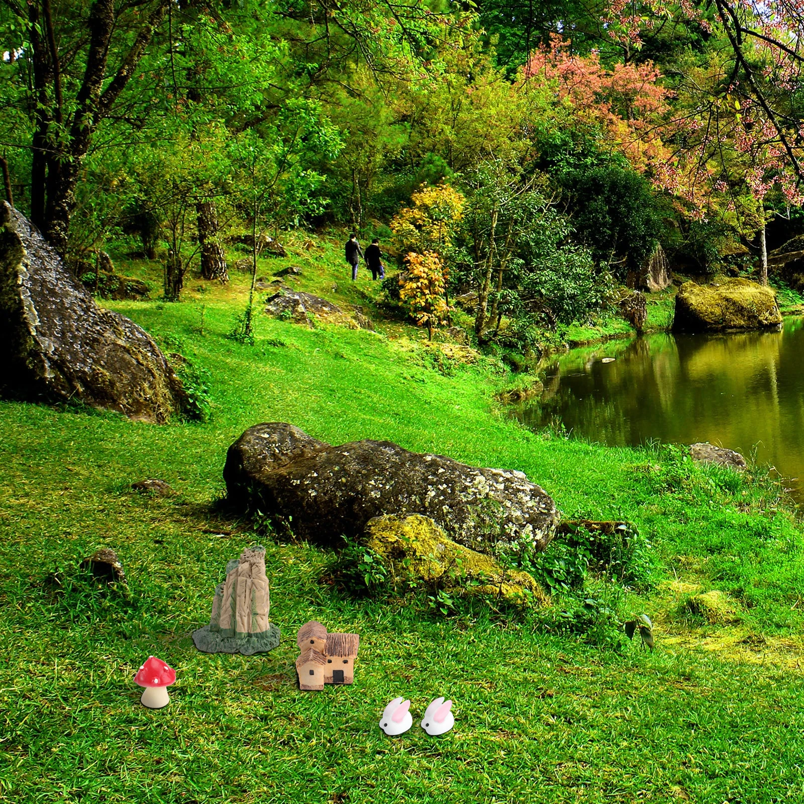 

Micro Landscape Ornament Set Miniature Garden Ornaments Kit Resin Craft Decorations Waterproof Durable Fairyland Adornment