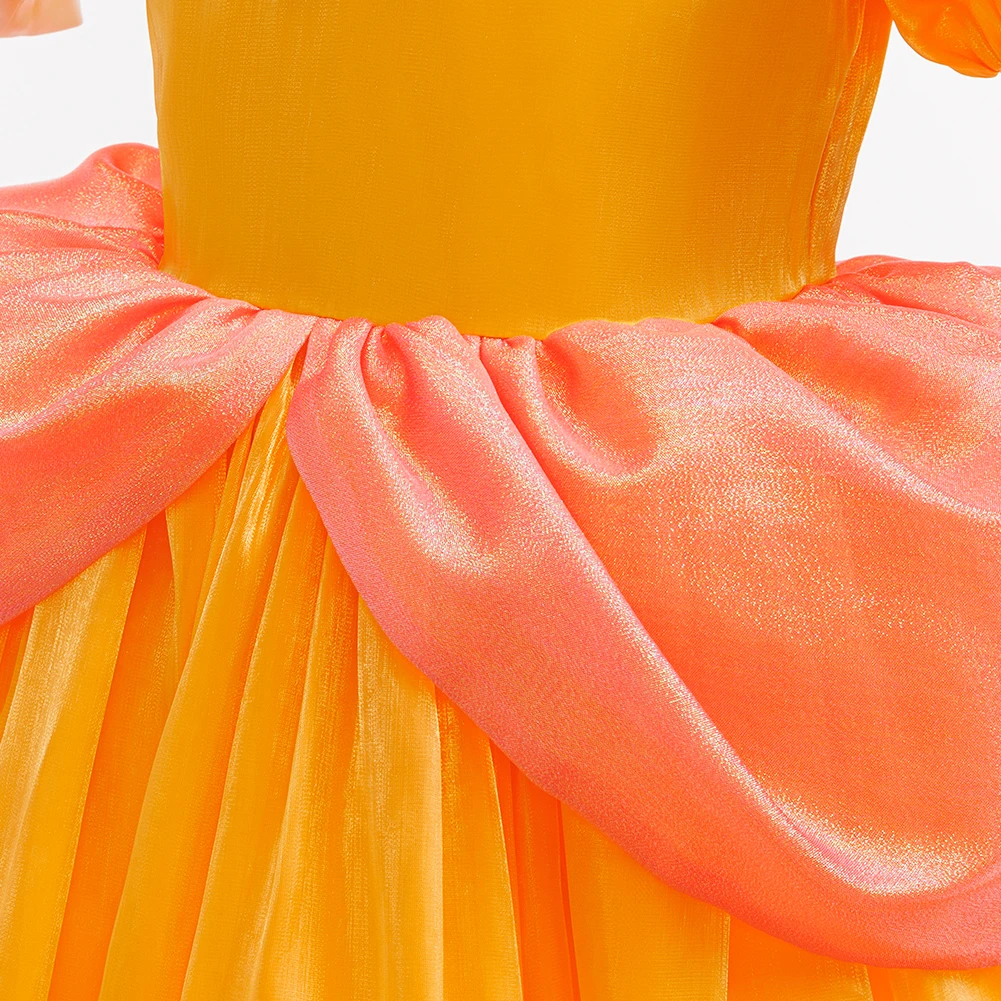 Mädchen Kurzarm-Partykleider Prinzessin Daisy Kostüm Anime Pfirsichgelbes Kleid für Kinder Halloween Karneval Geburtstags-Outfits – Detail 7