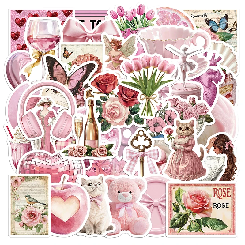 

50 шт. ретро Y2K Downtown наклейки для девочек DIY Скрапбукинг дневник альбом чехол для телефона украшение для ноутбука наклейка