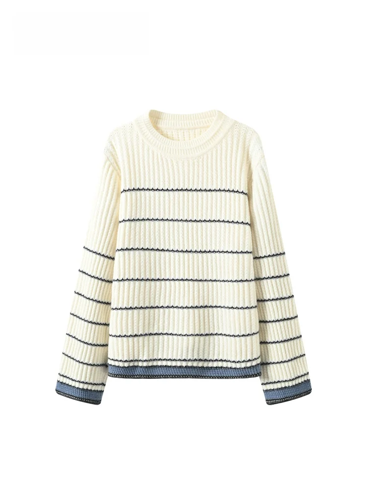 

plus Size Women's Long Sve Knitwear round Ne Loose Fit Spring Casual Wear Versatile Hiding Meat Slimming Top