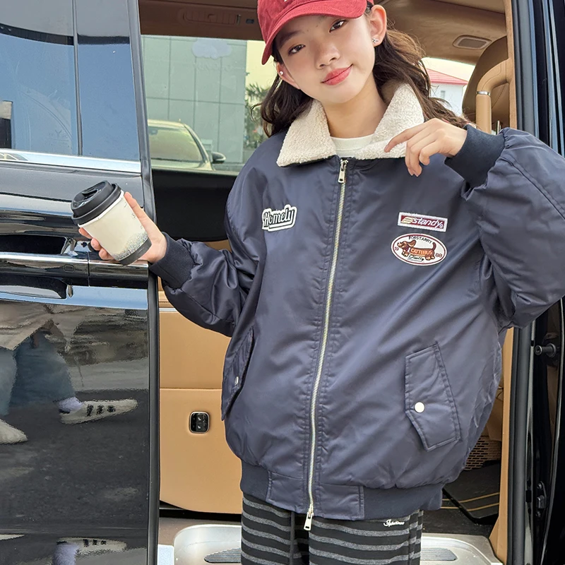 سترة شتوية مبطنة سميكة للفتيات، معطف قطني دافئ ودافئ، ملابس خارجية للأطفال الكبار #5