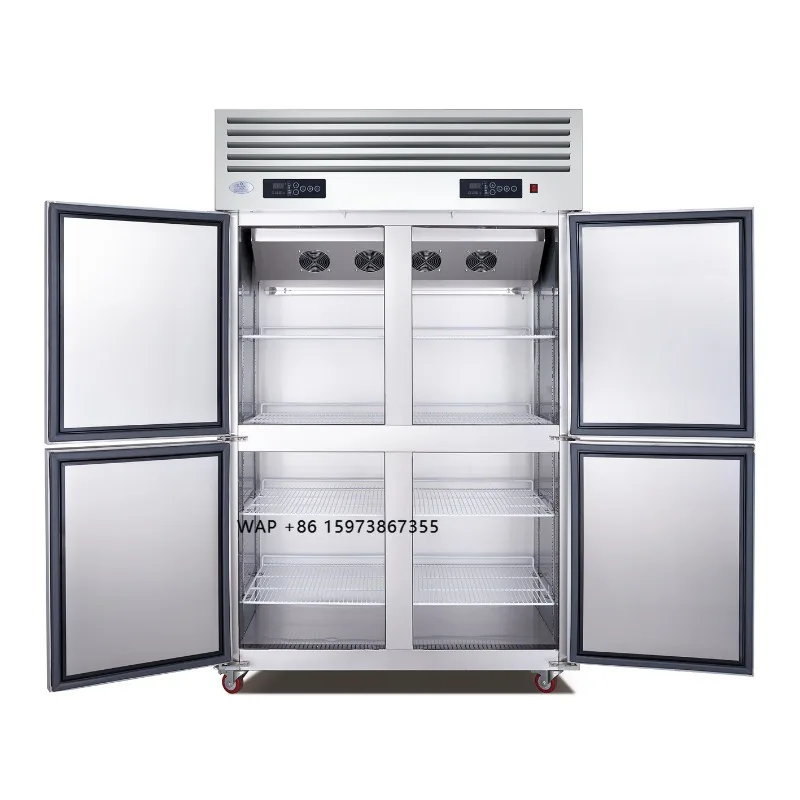New Design 4 Door Commercial Freezer Restaurant Hotel Bakery Kitchen Stainless Steel Refrigerator Food Storage Unit