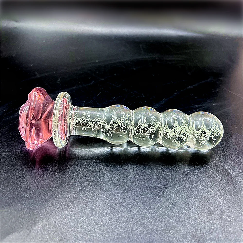 Luminous Glass Dildo Rose Anal Plug Glow in The Dark Butt Plug Anal Beads Penetration Anal Couples Play Adult Sex Toy Joinjjtoy