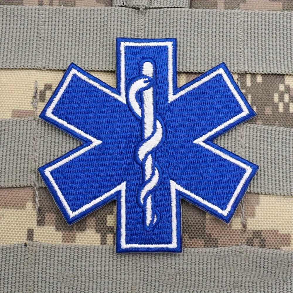EMT Star of Life Patch, Moral-Aufnäher mit Klettverschluss, EMS, Rettungssanitäter, medizinisches Kreuz, bestickter Erste-Hilfe-Taktik-Aufnäher, Militär – Detail 5