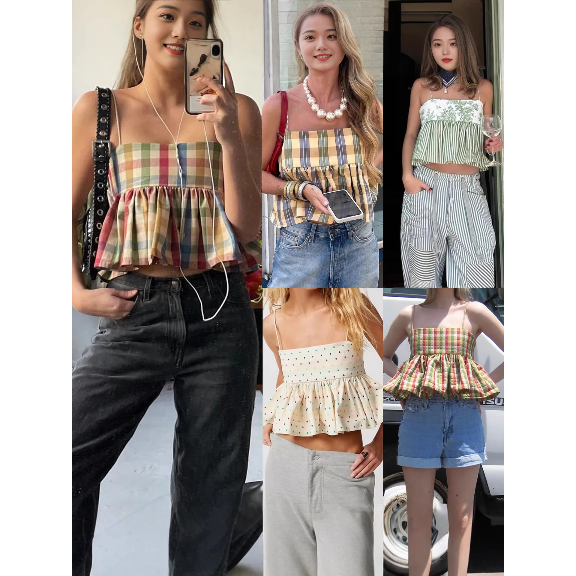 Sexy Strap Short Tight Women's Top in 4 Colors Splice Slimming Style Summer Fashion Ladies' Tube Crop Tops Cross-Border New A...