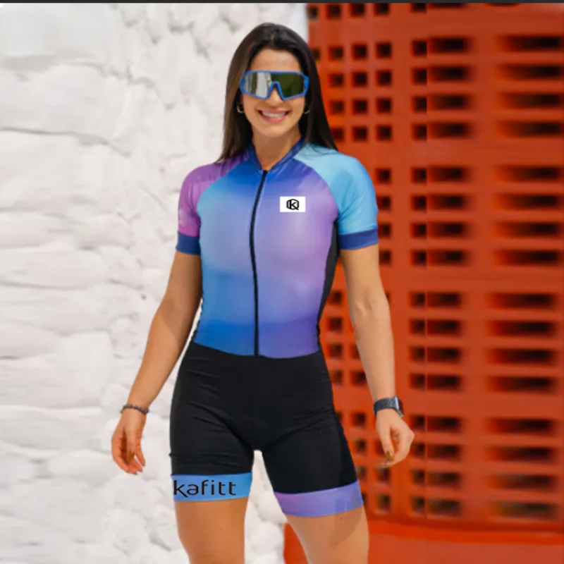 Bicycle woman, suit, summer short-sleeved cycling suit, one-piece little monkey quick-drying set, gel