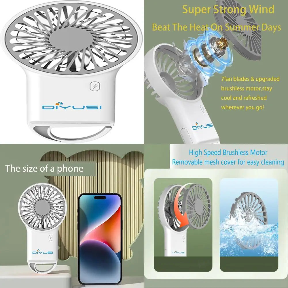 Portable  Fan,Mini Hand Held Fan, Foldable Small Fan with USB Rechargeable 2000mAh Battery, Eyelash Fan for Girls, Travel For Wo