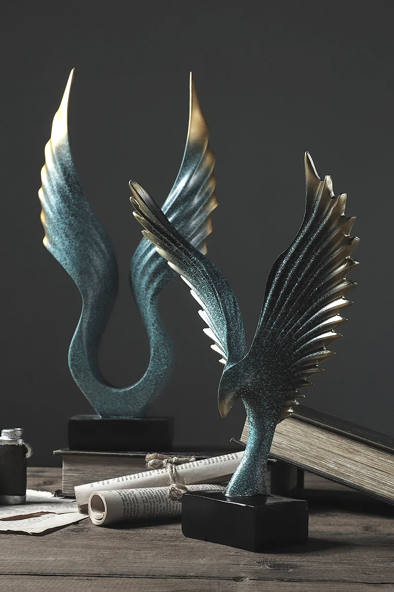 

OUTSTRETCHED WINGS VICTORY WINGS LUCKY WINGS MINIMALISM ABSTRACT ART RESIN STATUE HOME DECOR FIGURINE