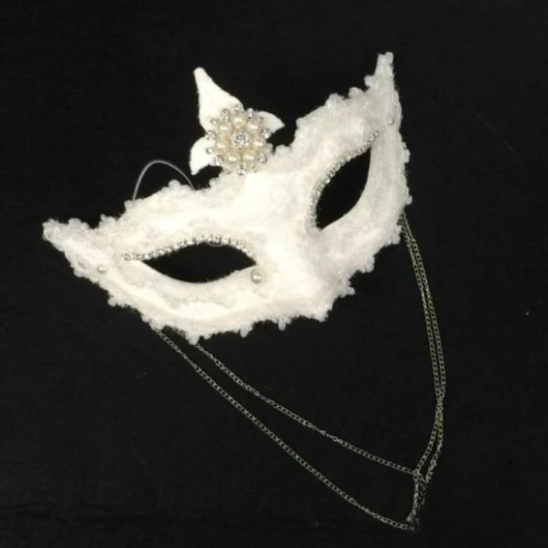 Halloween Mask White Mask Women Masquerade Princess Stage Half Face Woman Adult