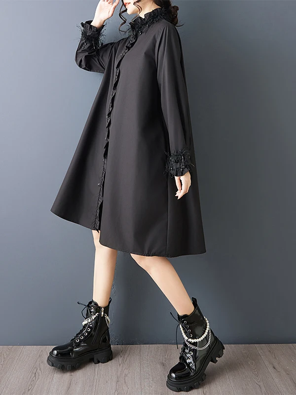 Authentiek lente-herfst los gesplitst ontwerp Faion irt Dr k Sle houten ontwerp katoen lange Sve button-up