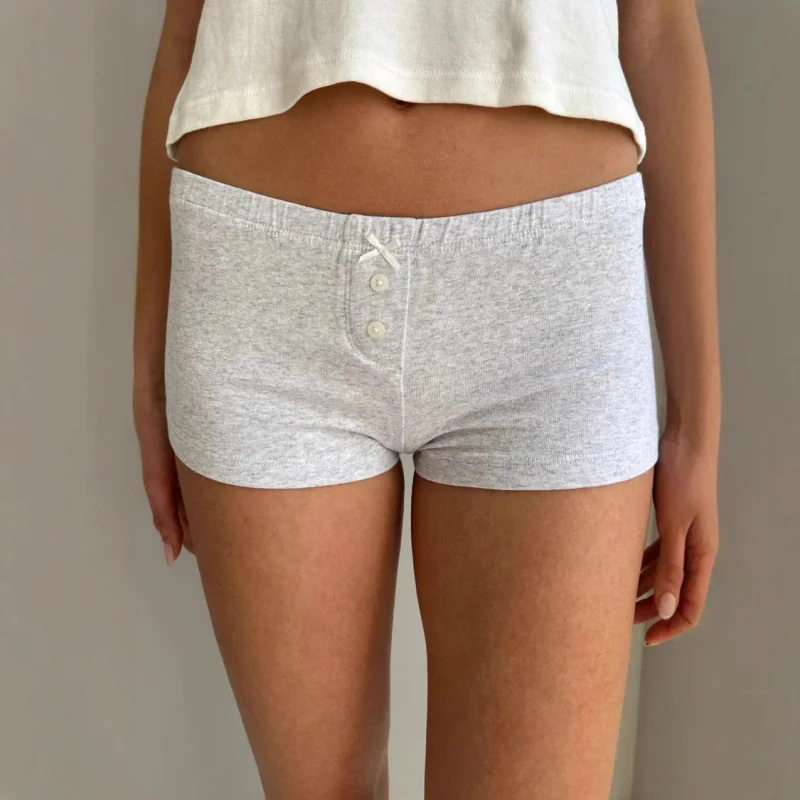 

2025Spring New Women's Fashion American Style Trendy Sports Casual Shorts with Bow Low Waist